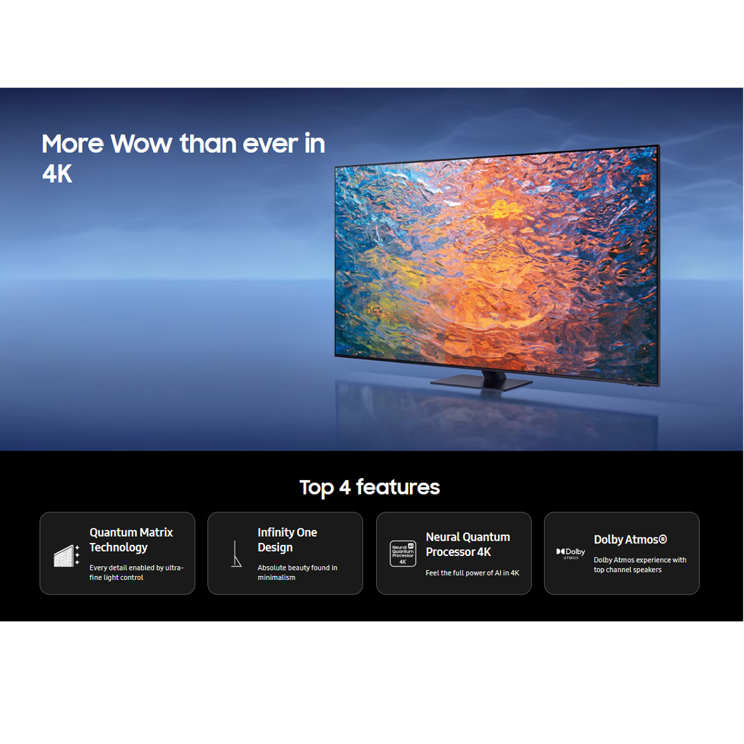 SAMSUNG 75" 4K UHD Smart NEO QLED TV QA75QN95CAKXXM | Infinity One Design | Dolby Atmos | Smart Hub | SmartThings | HDR | HDMI | Smart TV with 2 Year Warranty