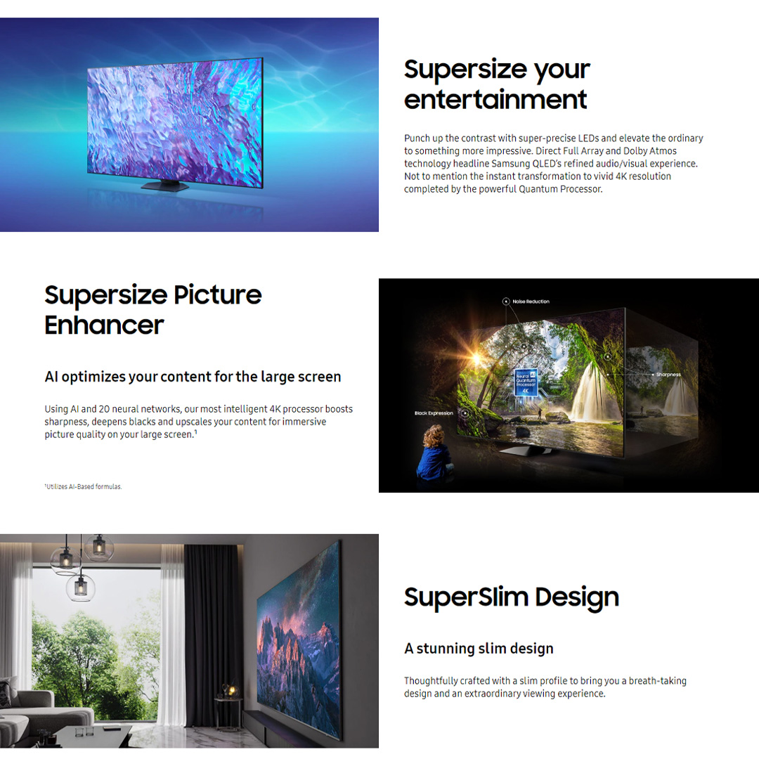 SAMSUNG 98" 4K UHD Smart QLED TV QA98Q80CAKXXM | Tizen™ Smart TV | Dolby Atmos | Smart Hub | SmartThings | HDR | HDMI | Smart TV with 2 Year Warranty