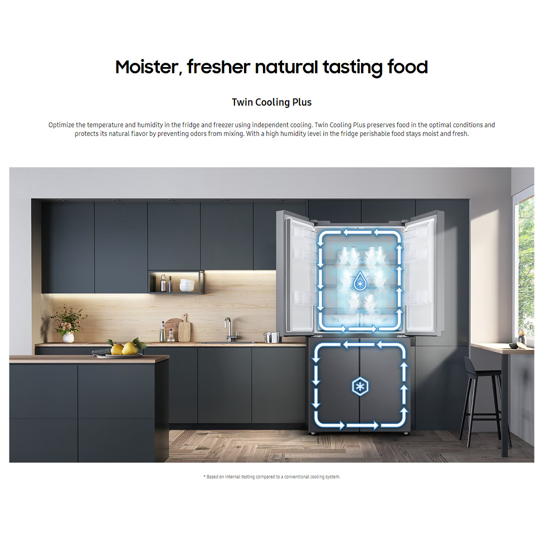 SAMSUNG 511L Multi Doors Digital Inverter Refrigerator with Twin Cooling Plus RF48A4000B4/ME | Twin Cooling Plus | Power Cool | Power Freeze | Fresh Zone | Refrigerator with 1 Year Warranty