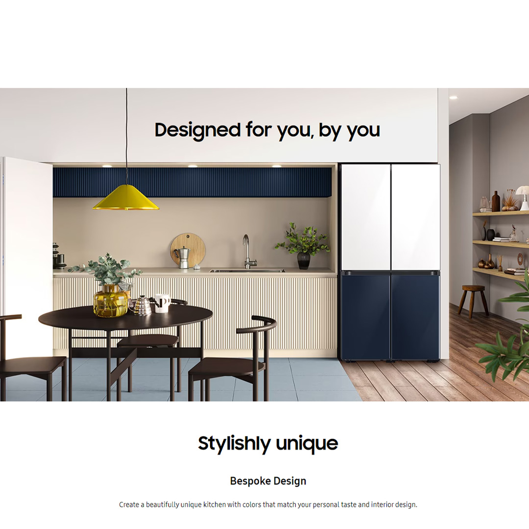 SAMSUNG 667L Multi Doors Bespoke Digital Inverter Refrigerator with All Around Cooling RF59CB0T08A/ME | Power Freeze | Power Cool | All-Around Cooling | Deodorizer | Humidity Control | Refrigerator with 1 Year Warranty