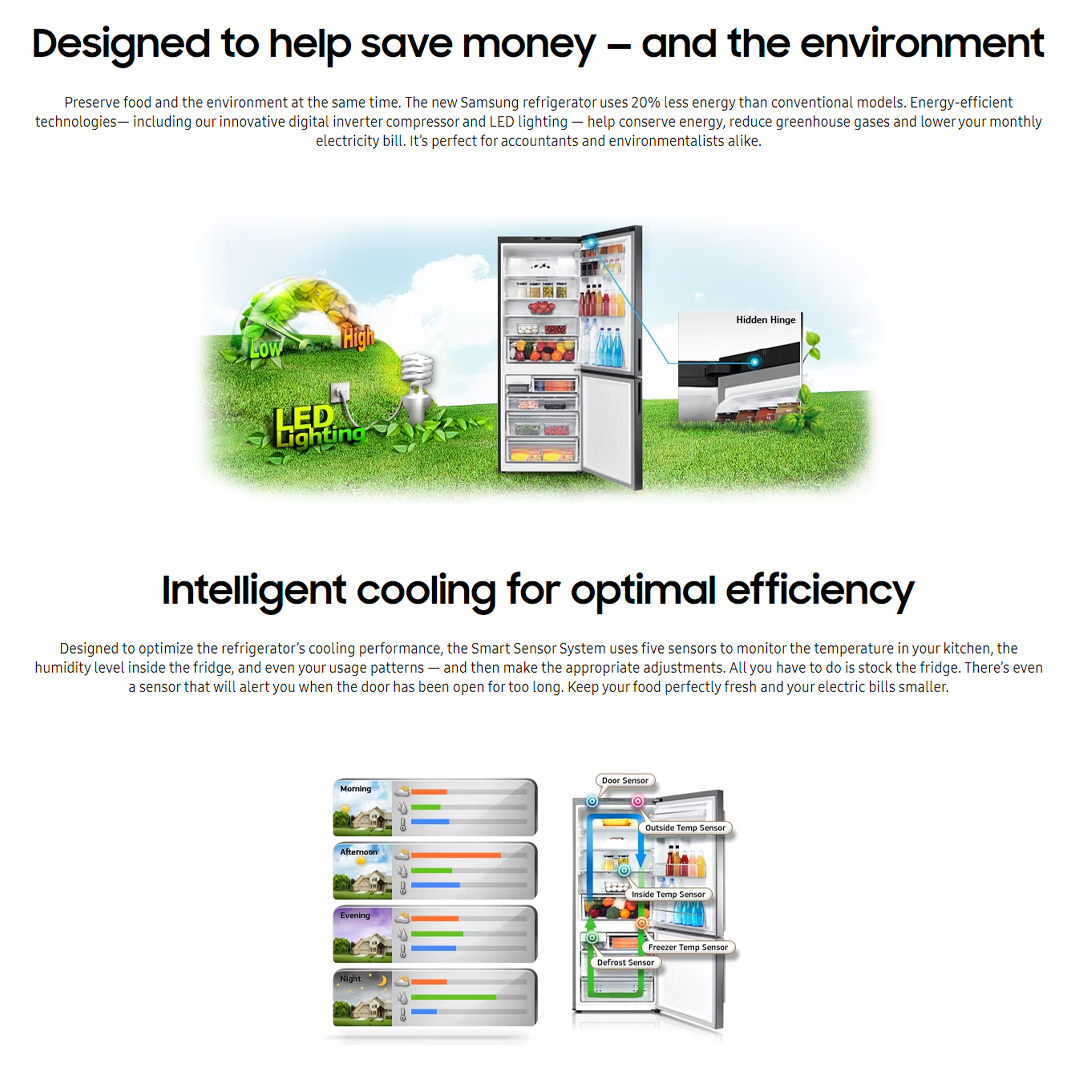 SAMSUNG 500L 2 Doors Bottom Mount Digital Inverter Refrigerator Black (O) RL4003SBABS/ME | All-Around Cooling | Less Energy Consumption | Less Noise | No Frost | Refrigerator with 1 Year Warranty