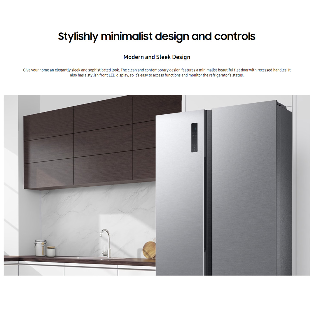 SAMSUNG 550L Side by Side Digital Inverter Refrigerator with Modern and Sleek Design RS52B3000M9/ME | All Around Cooling | Power Freeze | Deodorizing Filter | Refrigerator with 1 Year Warranty