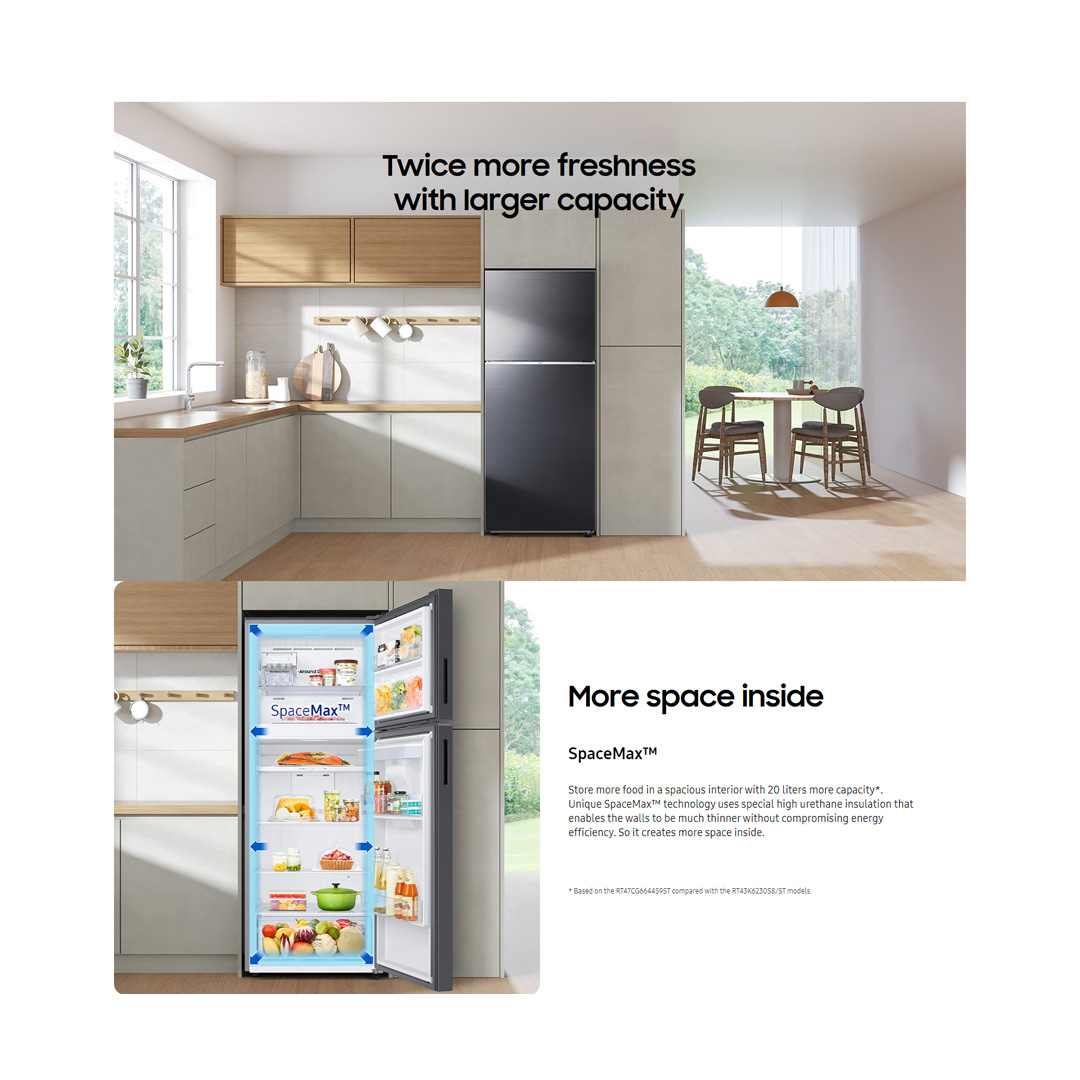 SAMSUNG 427L 2 Doors Top Mount Digital Inverter Refrigerator with Optimal Fresh RT42CG6444B1ME | SpaceMax™ | All-Around Cooling | Multi Flow | No Frost | Mono Cooling | Refrigerator with 1 Year Warranty