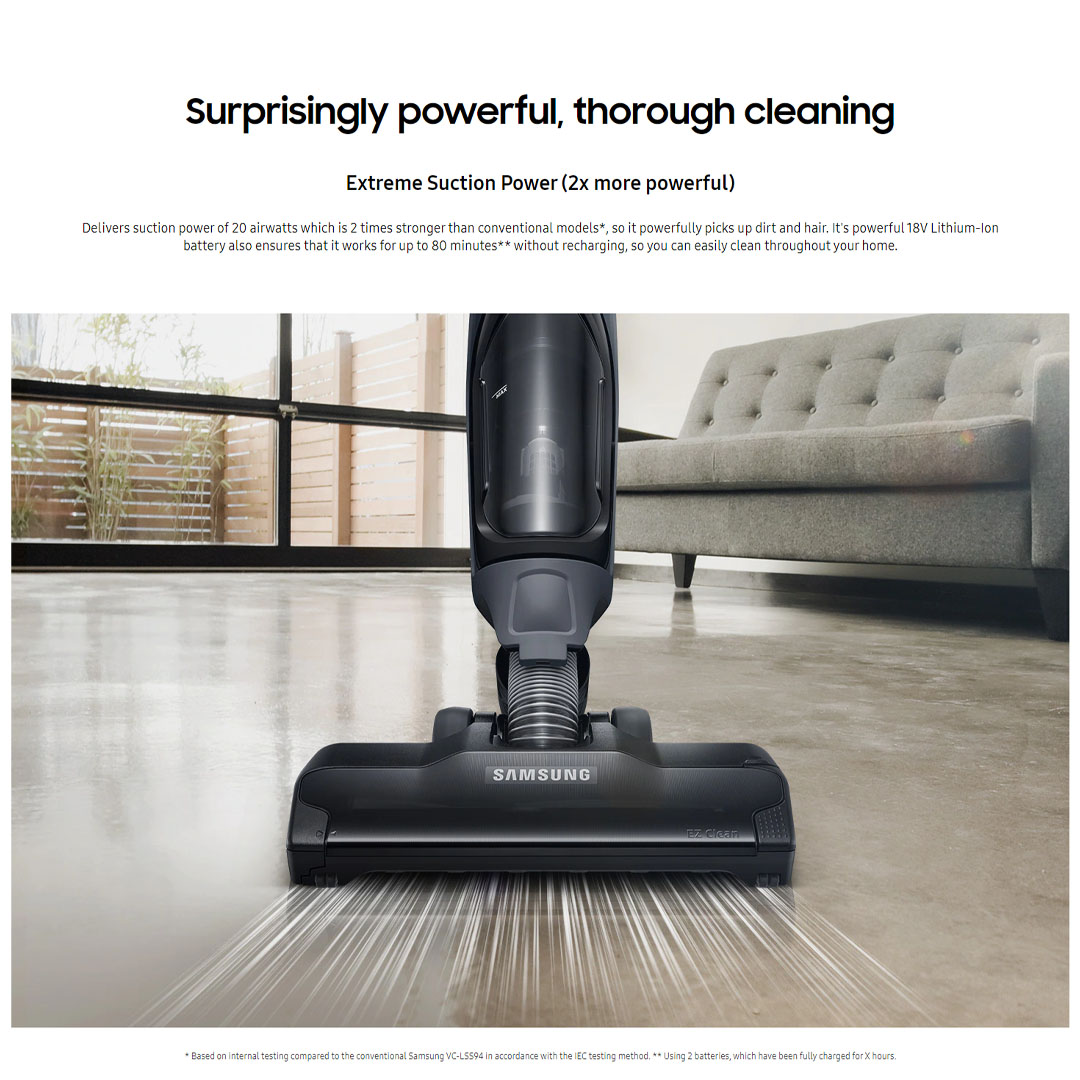 SAMSUNG 120W Vacuum Cleaner Stick VS60M6015KG/ME / VS60M6015KP/ME | POWERstick Essential with EZClean Technology | Vacuum Cleaner with 2 Year Warranty