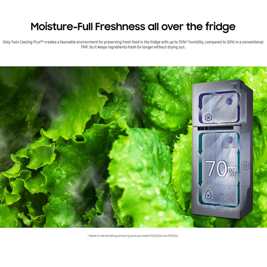 SAMSUNG 411L 2 Doors Top Mount Inverter Refrigerator RT32K5552SL/ME | Twin Cooling Plus | Moisture-Full Freshness | 5 Conversion Modes | Refrigerator with 1 Year General & 10 Year Compressor Warranty