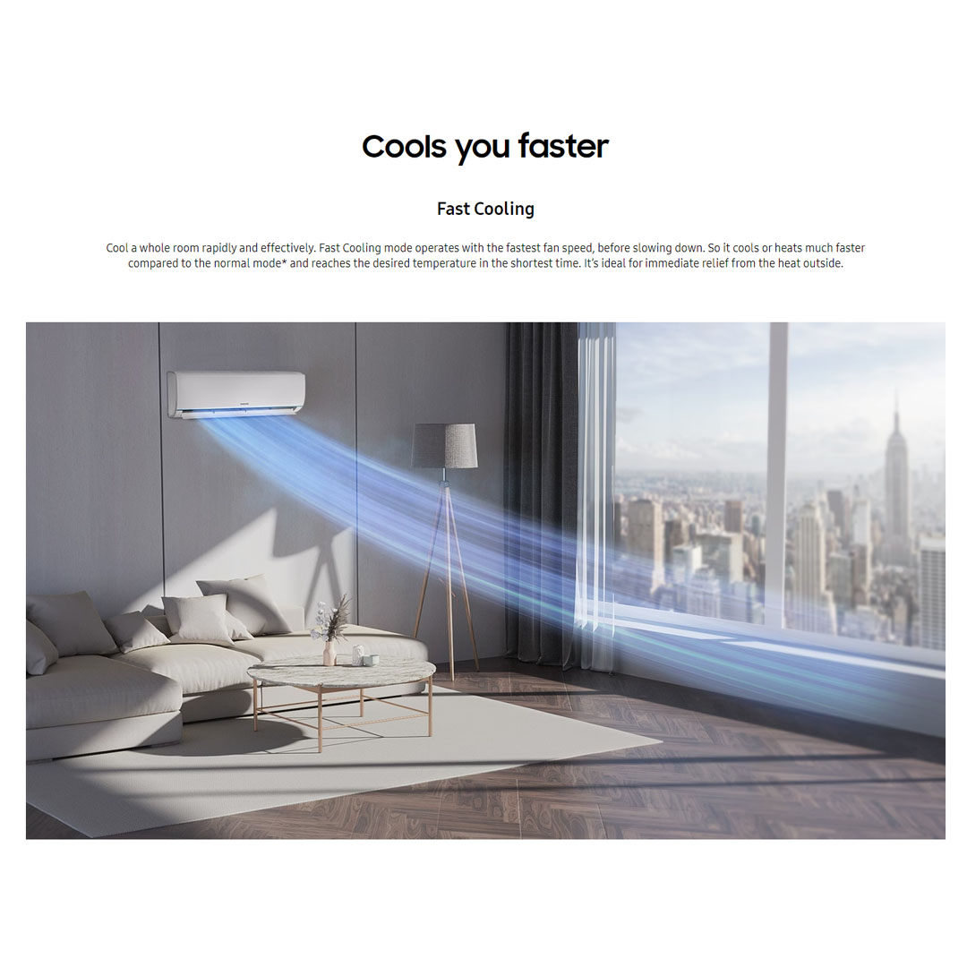 SAMSUNG 2HP R32 S-Essential Non-Inverter Wall Mount Air Conditioner AR18BGHQABUNME/AR18BGHQABUXME | Long-Lasting Cooling | HD Filter | Fast Cooling | DuraFin+ | R32 Refrigerant | Fan Mode | Air Conditioner with 1 Year Warranty