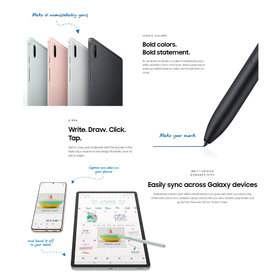 SAMSUNG Galaxy Tab S7 FE | 4GB+64GB / 6GB+128GB | 12.4" TFT Display | Android 11 | 10090 mAh Battery | Tablet with 1 Year Warranty