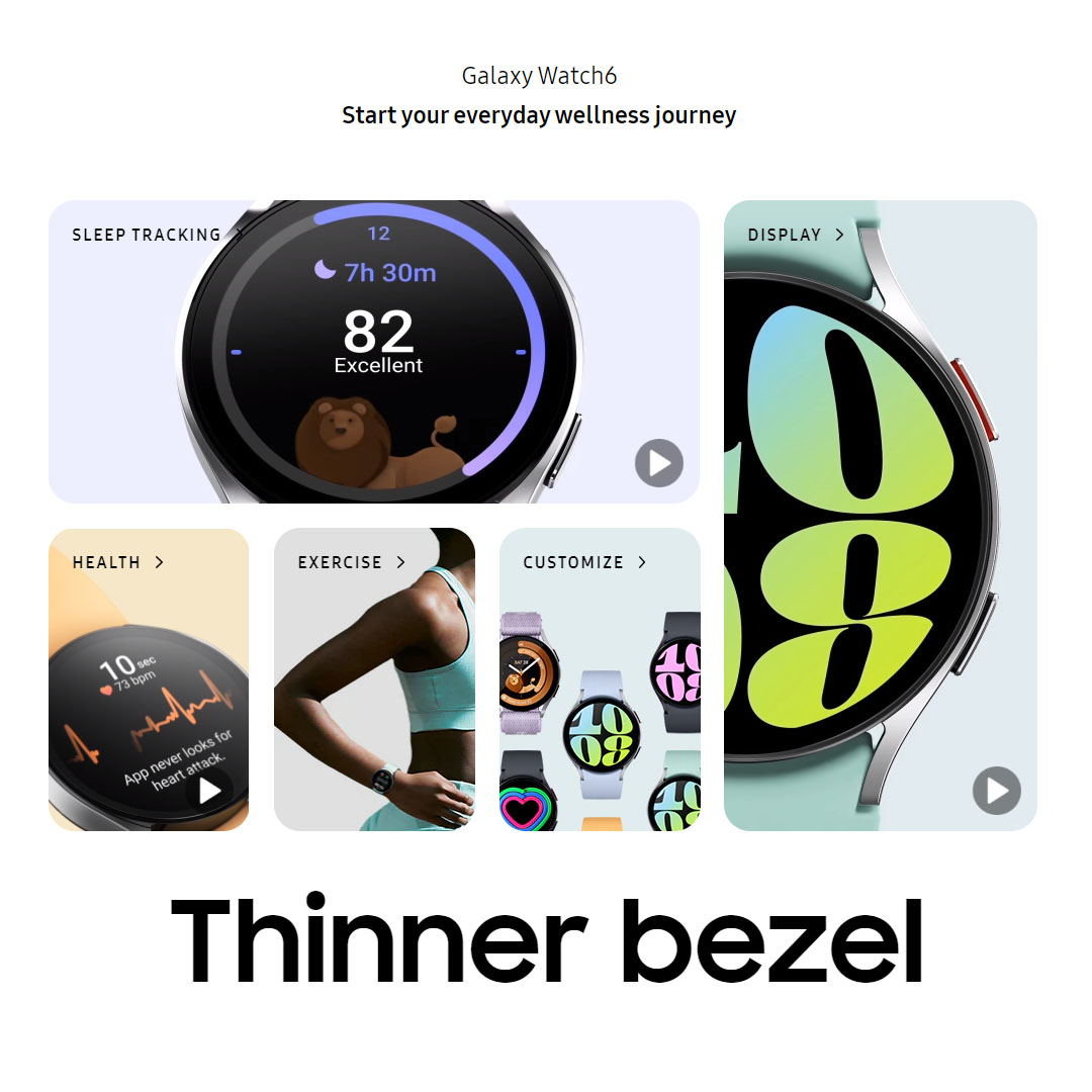 SAMSUNG Galaxy Watch6 Bluetooth 40mm / 44mm | Bluetooth v5.3 | 20% larger 30% slimmer | Sapphire Crystal Glass | Smart Watch with 1 Year Warranty