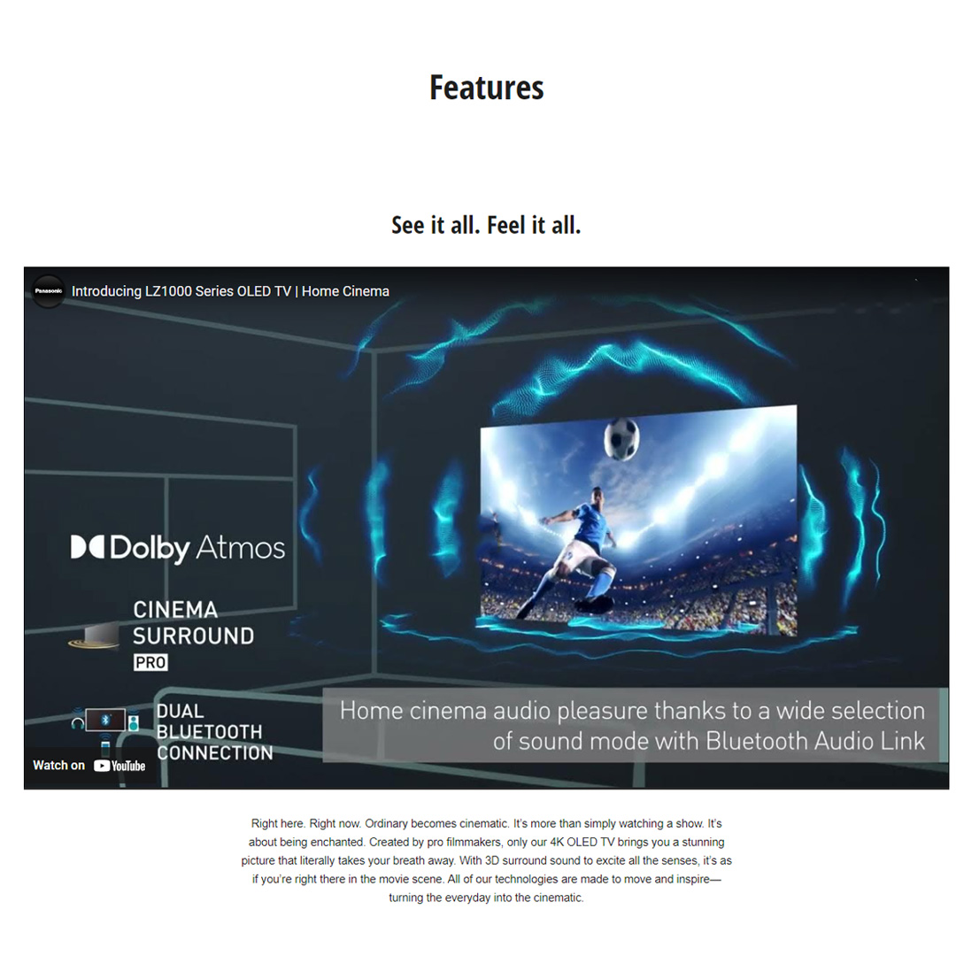 Panasonic 48" OLED 4K HDR Smart LED TV TH-48LZ1000K | Dolby ATMOS | Enjoy Smarter Entertainment | Big Screen 4K OLED Gaming Action | Smart TV With 1 Year Warranty