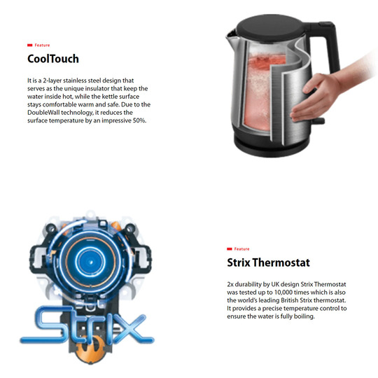 TOSHIBA 1.7L Kettle KT-17DR1NMY | Stainless Steel | CoolTouch | Auto Shut-off Protection | Concealed Heating Element | Kettle with 1 Year Warranty