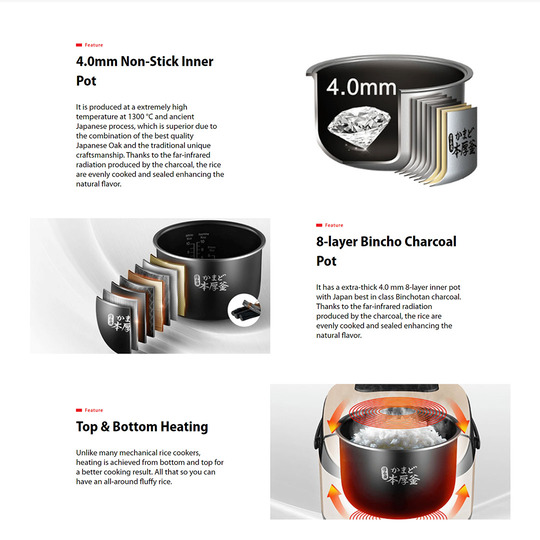 TOSHIBA 1.8L Binchotan Digital Series Digital Rice Cooker RC-18DR1NMY | 8-layer Bincho Charcoal Pot | 11-Auto Menu | Rice Cooker with 1 Year Warranty