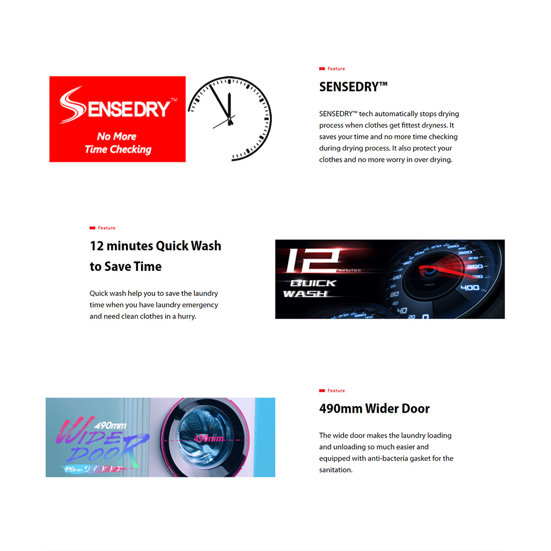 TOSHIBA 11KG/7KG Front Load THE GREATWAVES Real Inverter Washer Dryer TWD-BJ120M4M | 12 minutes Quick Wash  CycloneMix™ | Washer Dryer with 2 Year General & 10 Year Motor Warranty