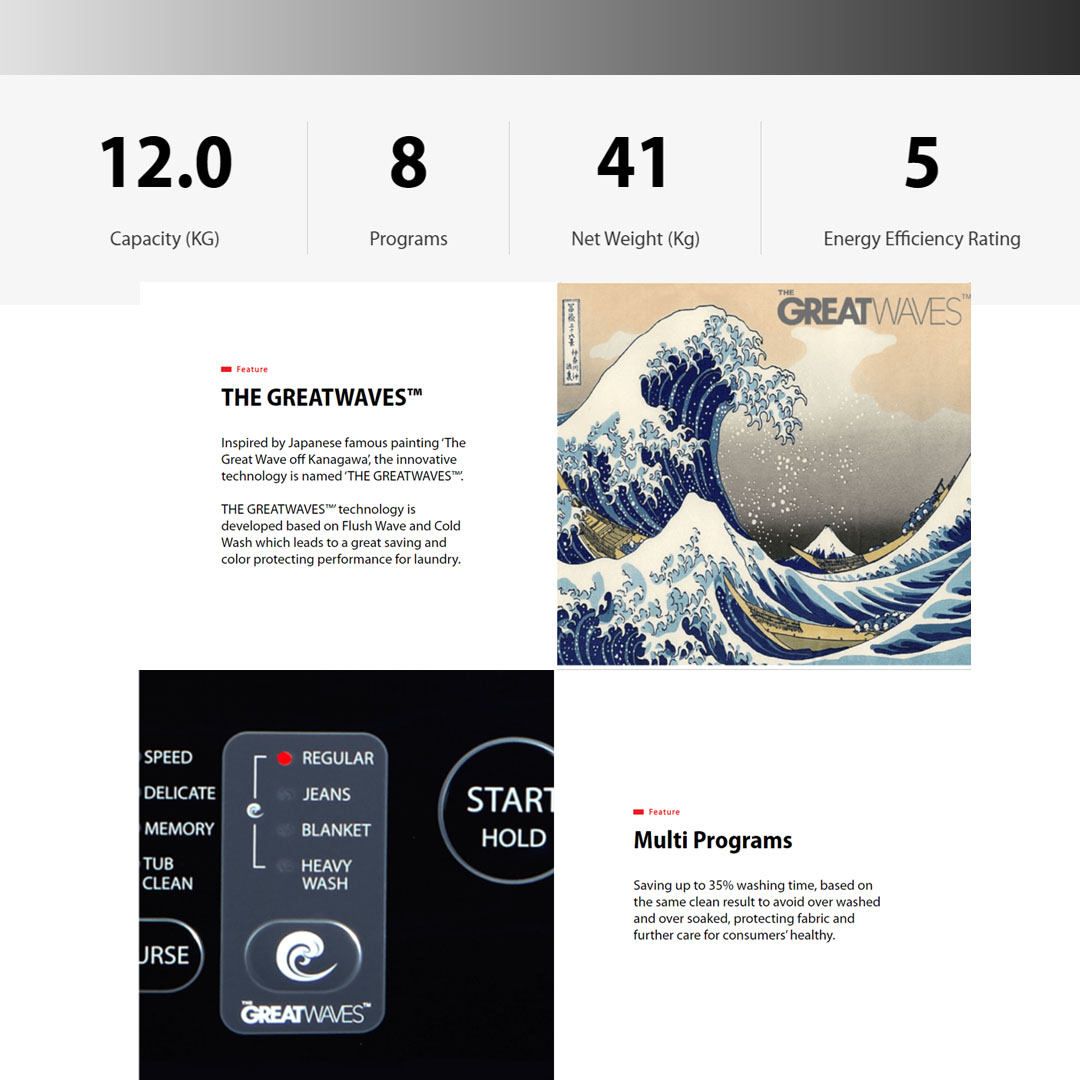 TOSHIBA 12KG Greatwaves Washer AW-DUK1300KM(SG) | Multi Programs | Tub Clean | Easy Kit | No Angular Design | Damping Lid | Child Lock | Heavy Wash | I Clean | Easy Kit | Washing Machine with 2 Year General & 3 Year Panel & 13 Year Motor Warranty