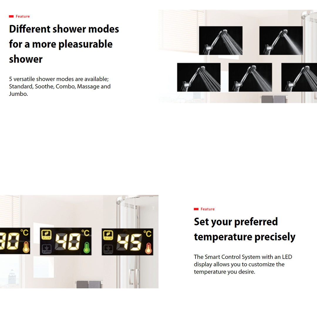 TOSHIBA 3800W DC Pump Instant Water Heater with Rain Shower DSK38ES3MB-RS | Energy-saving and Quiet DC Pump | 5 Versatile Shower Mode | Water Heater with 1 Year Warranty