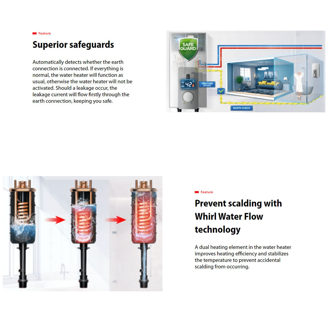 TOSHIBA DC Pump Water Heater DSK38S3MW  | Safeguards System | 5 Versatile Shower Mode | Double Relay Safety Protection | Different Shower Modes | Water Heater with 1 Year Warranty