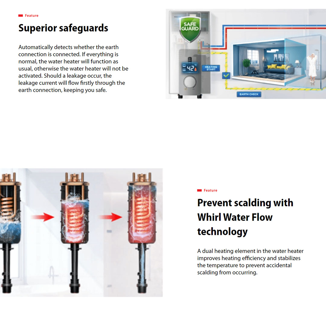 TOSHIBA Non Pump Water Heater DSK38S5MW  |  5 Versatile Shower Mode  |  Water Heater with 1 Year Warranty