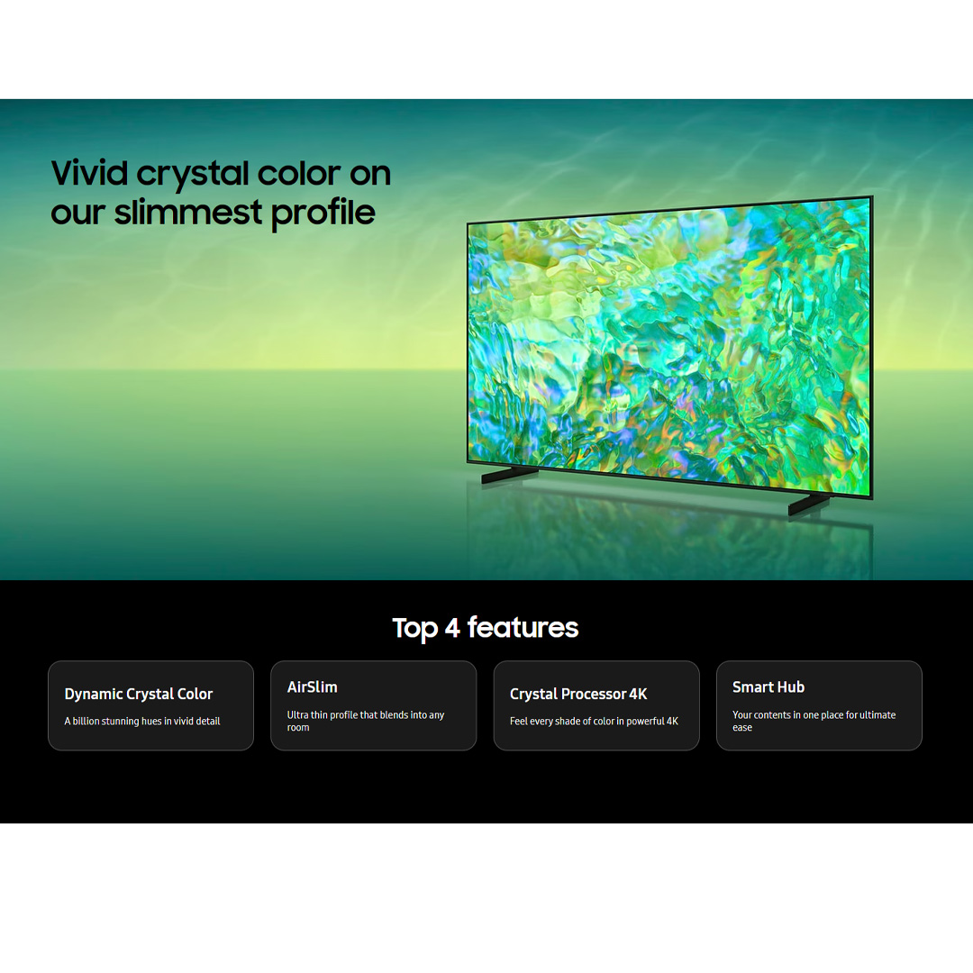 SAMSUNG 85" 4K UHD Smart TV UA85CU8000KXXM | AirSlim | Smart Hub | Web Browser | SmartThings | Smart TV with 2 Year Warranty