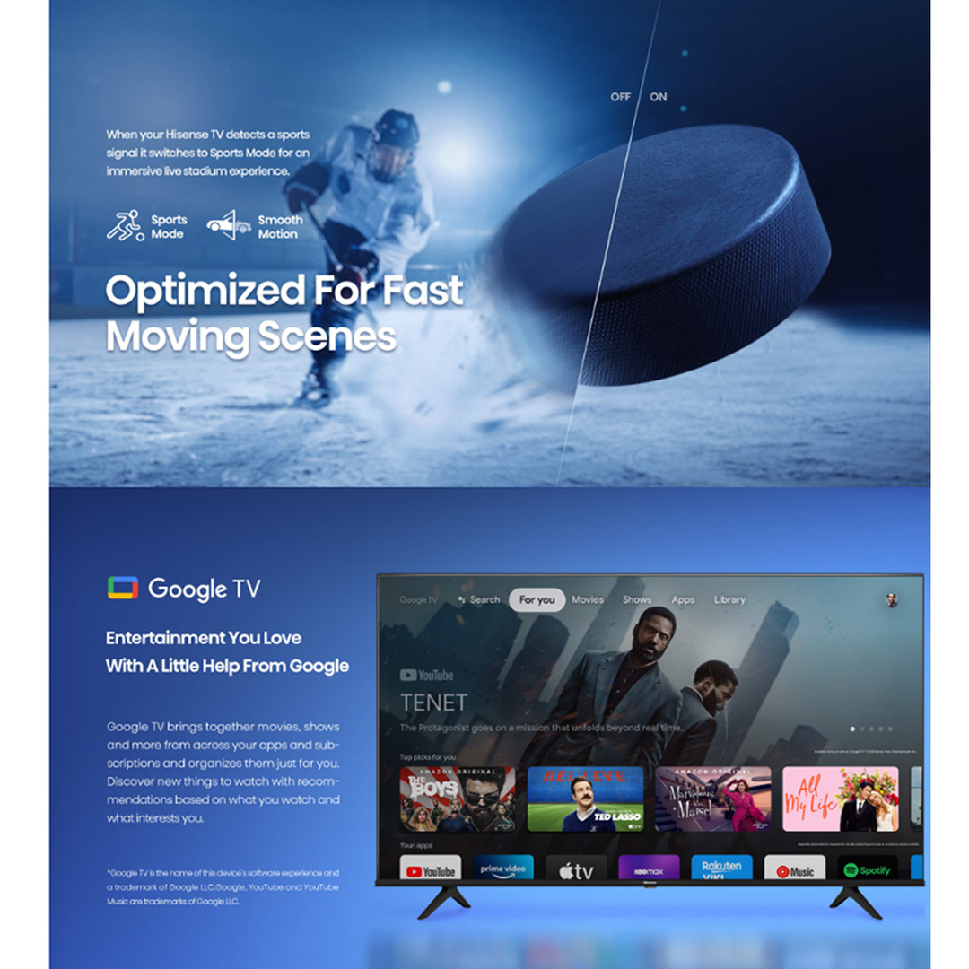 HISENSE 75" 4K UHD Google LED TV 75A6500H | Google TV | Dolby Digital | Voice Search | Smartphone Remote Control | Television with 3 Years Warranty