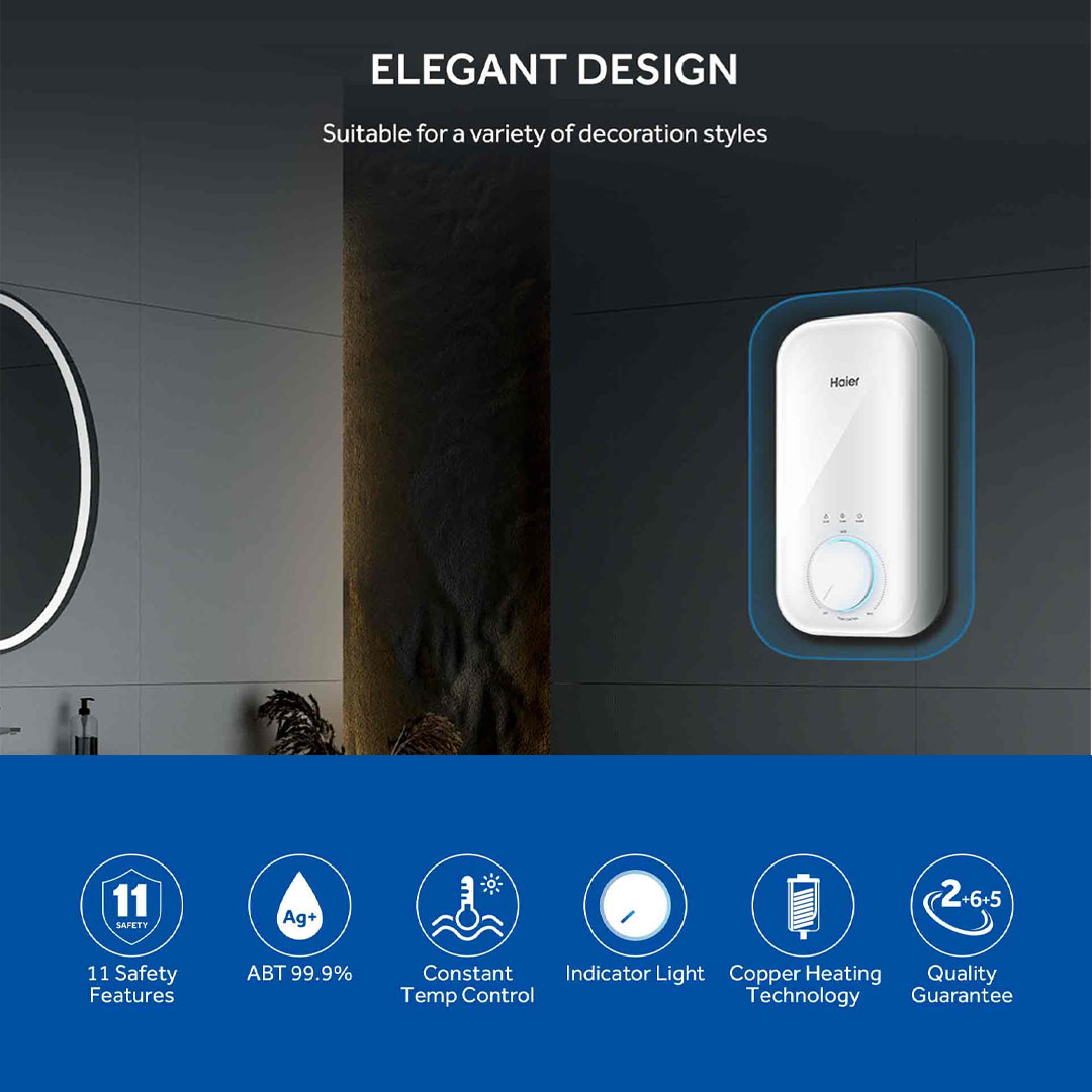 HAIER 3950W DC Inverter Pump Water Heater EI39HP1M(W) | Copper Heating Technology | 11 Safety Features | ABT 99.9% | Water Heater with 2 Year Warranty