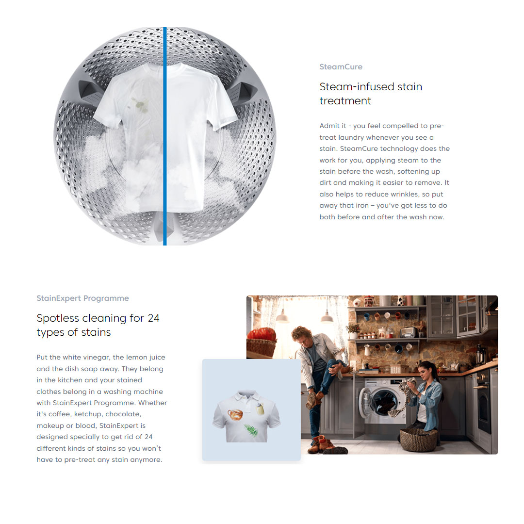 Beko Front Load ProSmart Inverter Washing Machine WCV10749XMST/WCV9749XMST | SteamCure | Fast+ | Child Lock | Overflow Safety | Bluetooth | Washing Machine with 2 Year Warranty