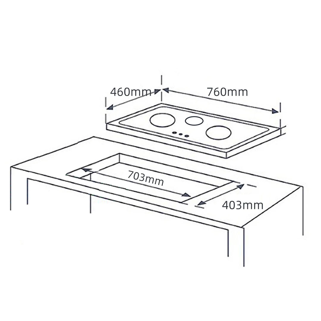 ELBA 2 Burners Built-In Glass Hob EGH-K8842G(BK) | Battery Auto Ignition System | 4 Rubber Stands for Freestanding | High Quality Tempered Glass | Cast Iron Pan Support and Wok Stand | Gas Cooker Hub with 1 Year Warranty