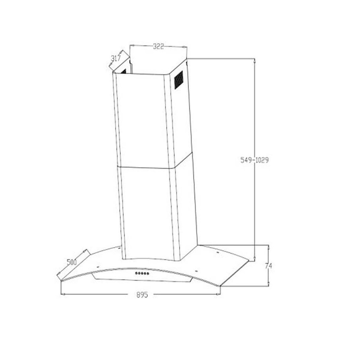 ELBA 1,400m3/hr Designer Hood EH-J9088(SS) | 3-speed Selection | Push Button Control | LED Lamp | Hood with 1 Year General Warranty & 5 Years Motor Warranty