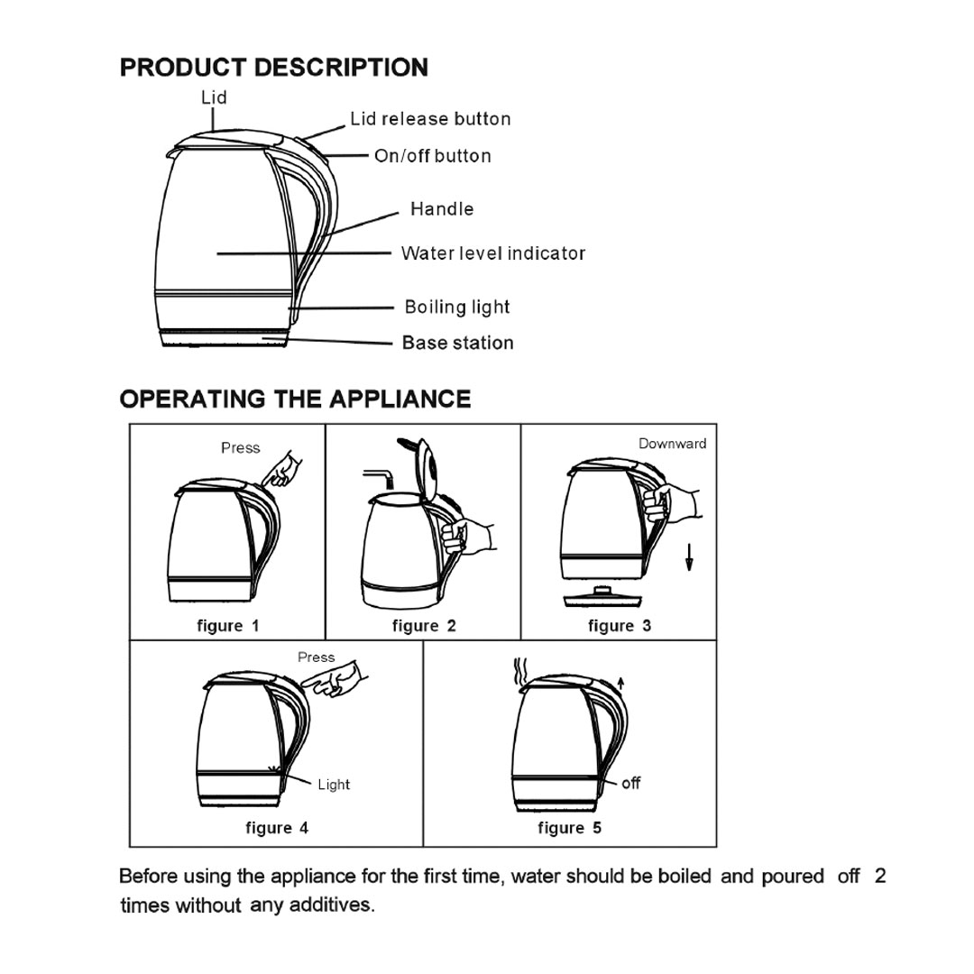 ELBA 1.7L Kettle EJK-F1723G(BK) | Borosilicate Glass Body | Removable & Washable Filter | Dry Boiled Protection | Automatic Boiling & Switch Off | Kettle with 1 Year Warranty
