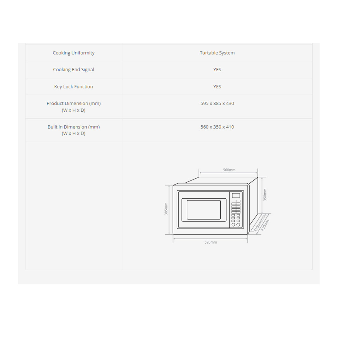 ELBA 23L Built-in Microwave Oven EMO-2306BI | 8 Manual Cooking Option | 6 Power Levels Selection | Digital Timer | Microwave Oven with 1 Year Warranty