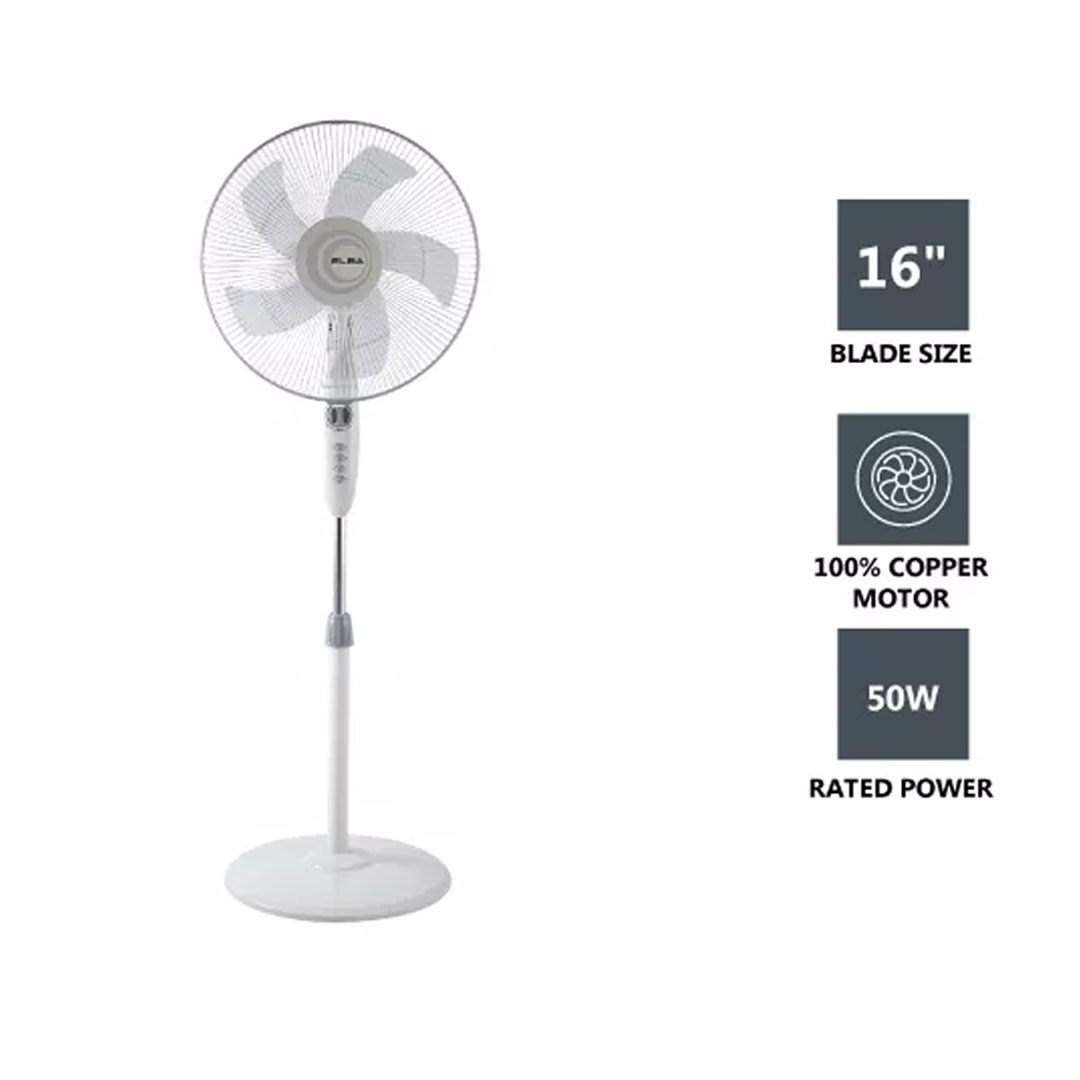 ELBA 16" Stand Fan ESF-E1639TM(GR) | 5 Transparent AS Blades | Adjustable Height | Thermal Safety Fuse | Whisper Quiet Self Lubricating Motor | Stand Fan with 1 Year Warranty