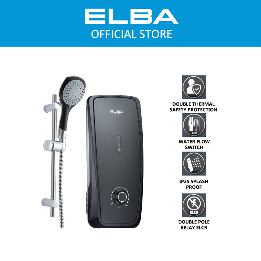 ELBA 3600W Inverter Silent DC Pump Water Heater EWH-E3885DC(SG) | Inverter Silent DC Pump | Built-in Auto Water Flow Switch | Splash Proof Protection | 1 Year General  & 7 Year Heating Element & 10 Year On Anti Leakage & 5 Year Motor Warranty