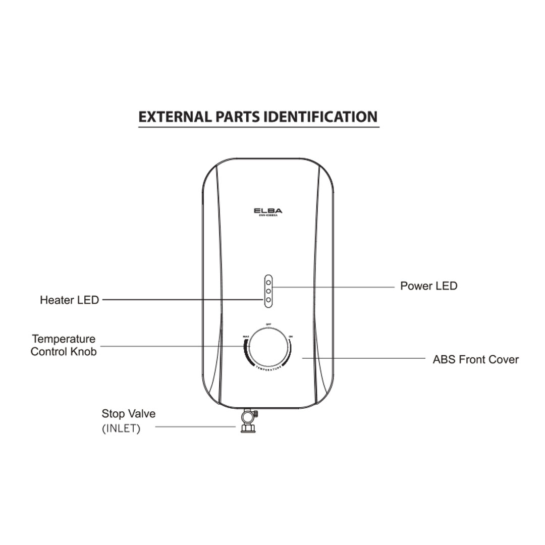 ELBA 3600W DC Pump Water Heater EWHR-E3885DC(GB) | With Rain Shower Accessories | 3-spray Pattern Hand Shower | Energy Saving Up To 60% | Water Heater with 1 Year Warranty