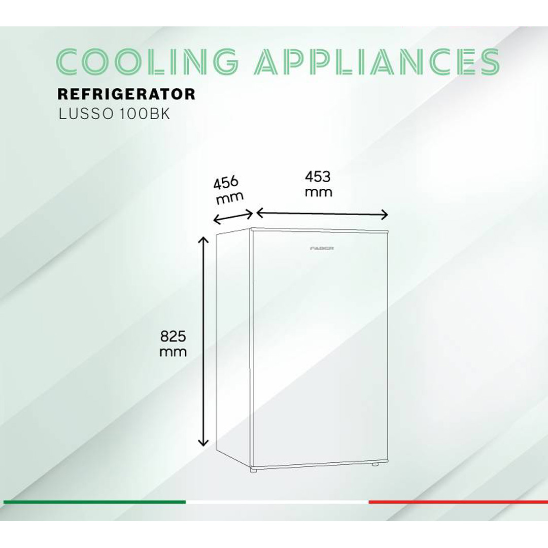 FABER 105L Minibar LUSSO 100BK | 20x Stronger Tempered Glass Tray | Refrigerant R600a | Fridge with 1 Year Warranty & Compressor with 10 Years Warranty