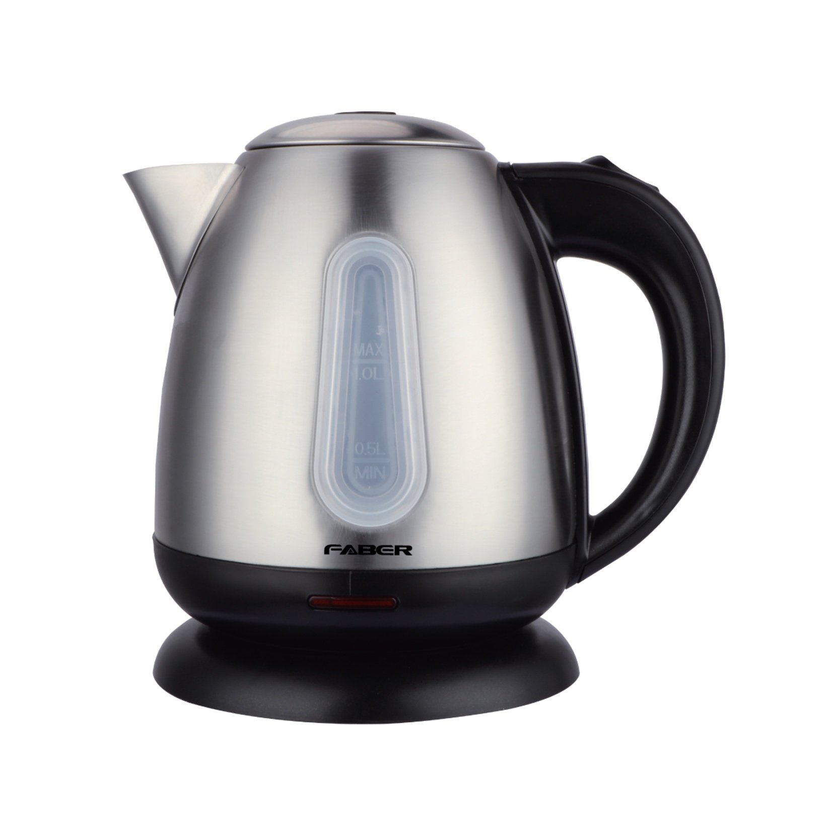 FABER 1L Kettle Stainless Steel FCK 120SS | Power 1200W | Concealed Heating Element | Transparent Water Window | On/Off Switch With Light Indicator | Boil Dry Protection | Without Steam Tube Inside | Anti-Slip Feet Design | Kettle with 1 Year Warranty