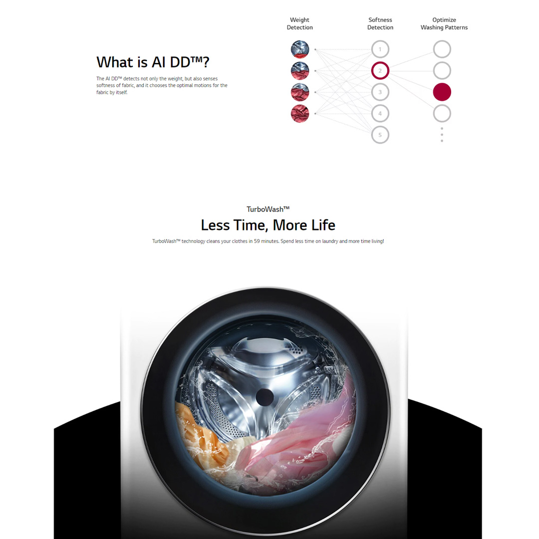 LG 9KG/5KG Front Load Washer Dryer with AI Direct Drive FV1209D4W  | 6 Motion | Smart Diagnosis | Easy Care | Cotton+ | Rinse+Spin | Quick 30 | Load Washer with 1 Year Warranty