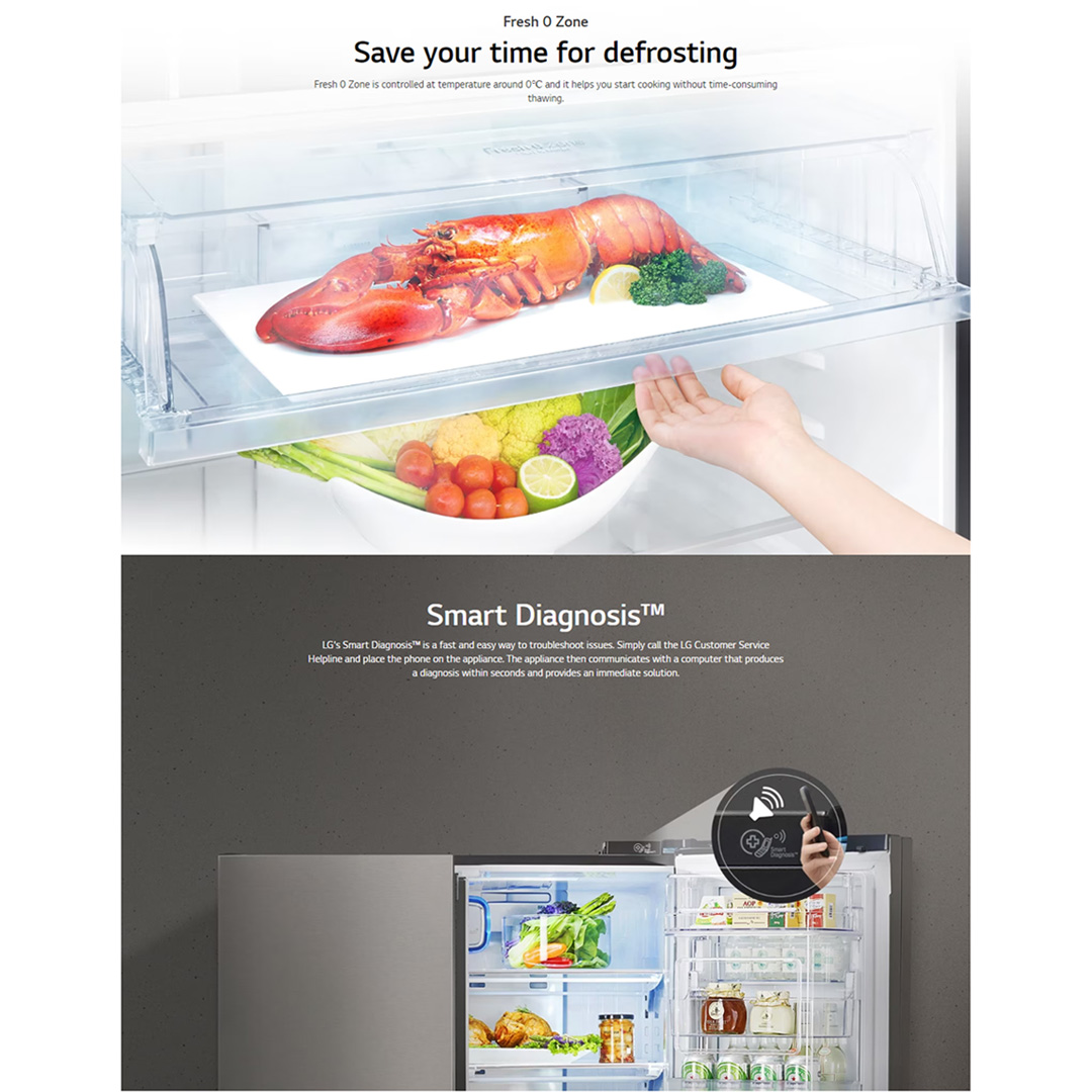 LG 694L Side by side Smart Inverter Refrigerator GC-B257SQVL | DoorCooling+ | Multi Air Flow | Fresh 0 Zone | Refrigerator with 1 Year Warranty