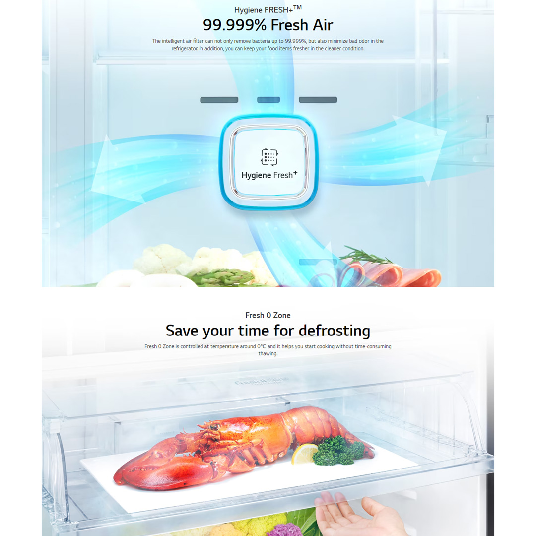LG 410L 2 Doors Top Mount Smart Inverter Refrigerator GN-B372PXBK | Hygiene Fresh+™ | Fresh 0 Zone | Smart Diagnosis™ | Refrigerator With 1 Year Warranty