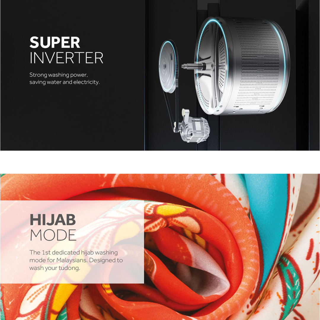 HAIER 10KG Front Load Super Inverter Washing Machine with HIJAB Mode HWM100-FD10829 | ABT | Auto Lock Door | Add Wash | Drum Clean | Quick Wash | Washing Machine with 2 Year Warranty