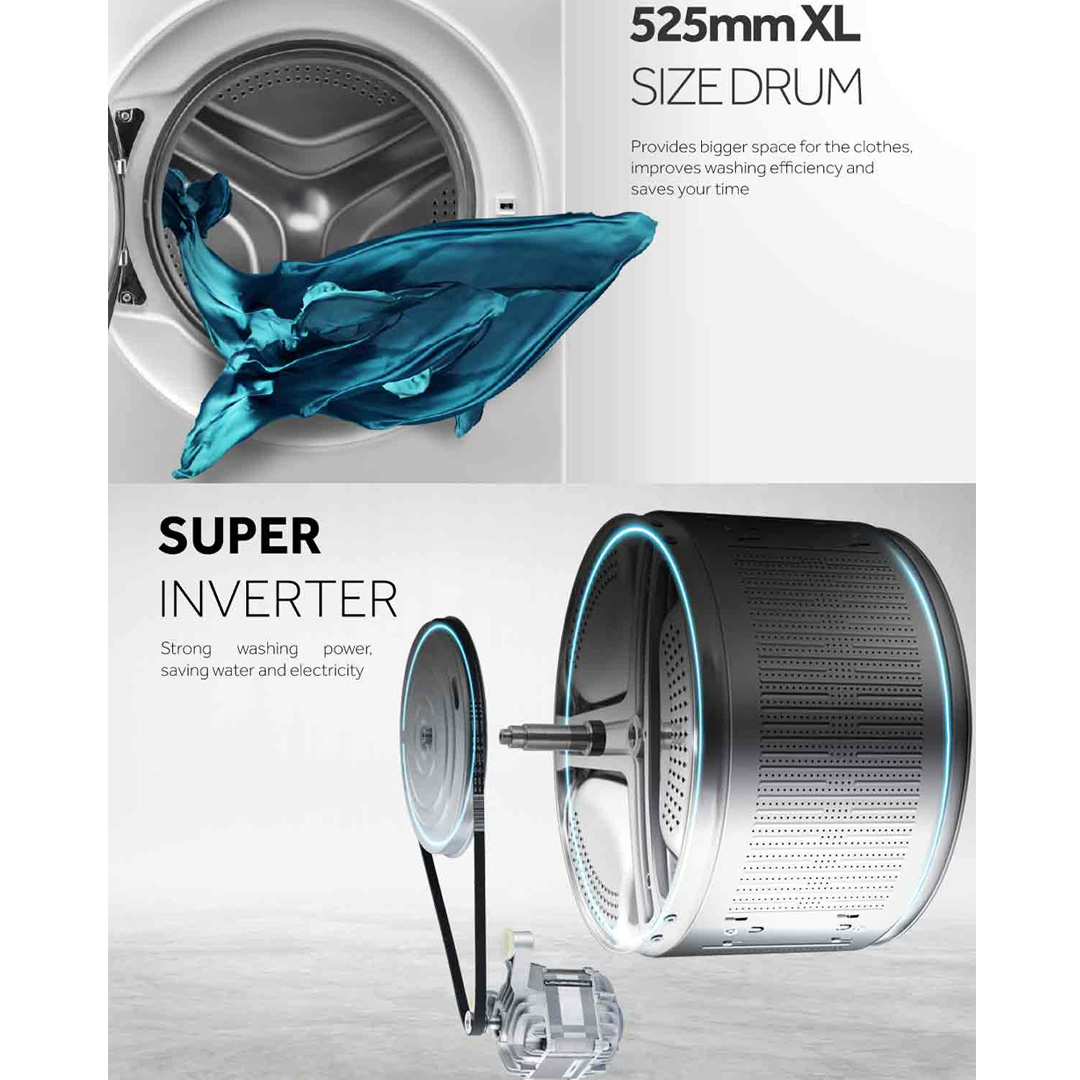 HAIER 10KG/6KG Front Load Super Inverter Washing Machine HWD100-BP14959S8 | ABT | Auto Lock Door | Add Wash | Drum Clean | Quick Wash | I-Refresh | Door Cover | Washing Machine with 2 Year Warranty