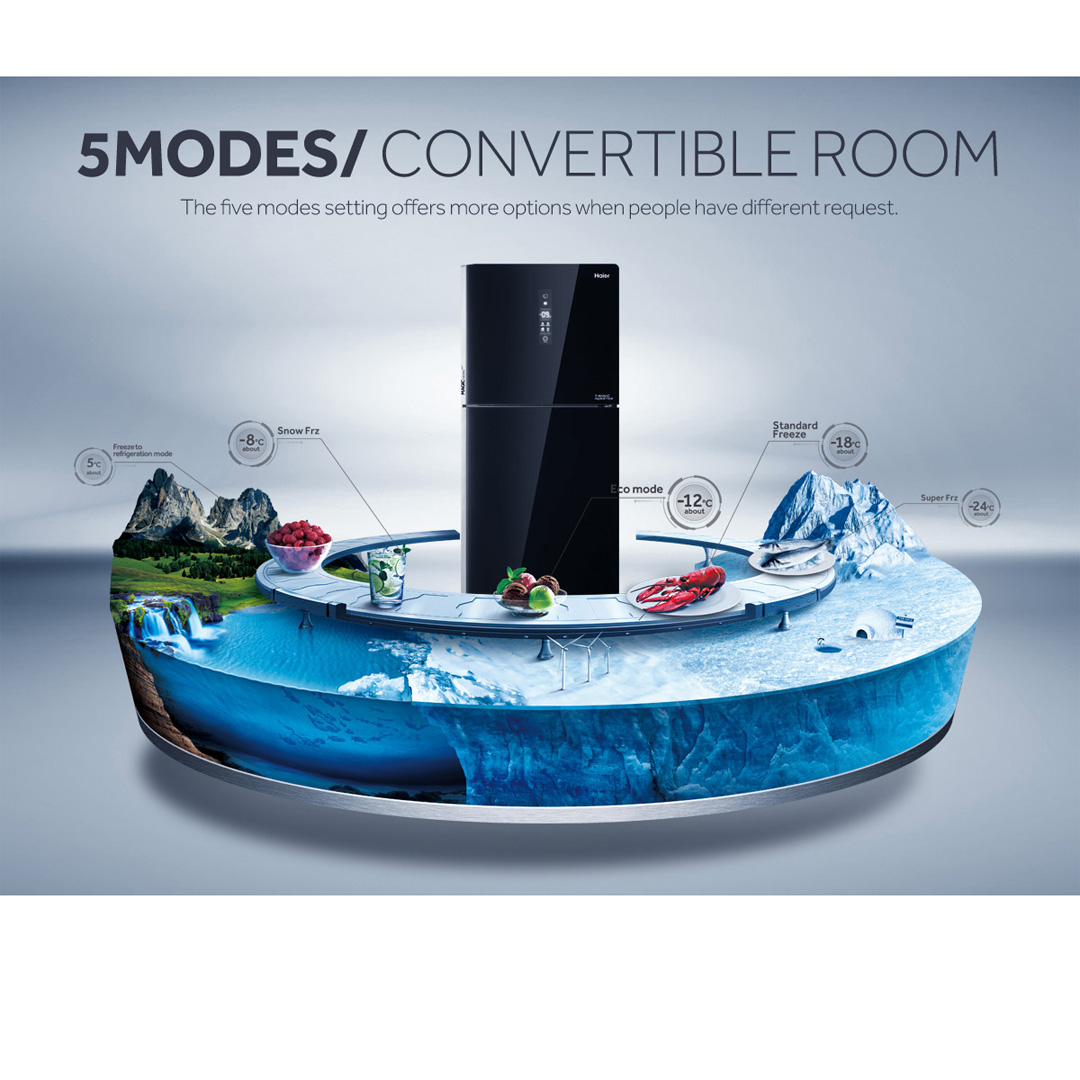 HAIER 340L 2 Doors Top Mount Twin Inverter Refrigerator HRF-389IHG | No Frost | LED Controller | Door Pocket | Ice Maker | Humidity Control | Vegetable Box | Refrigerators with 2 Year Warranty