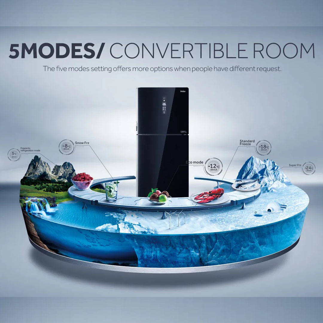 HAIER 319L 2 Doors Top Mount Twin Inverter Refrigerator HRF-339IHG | Magic Room | Moist Zone | Touch Screen Control Panel | Deo Fresh | Humidity Control | Refrigerator with  2 Year Warranty