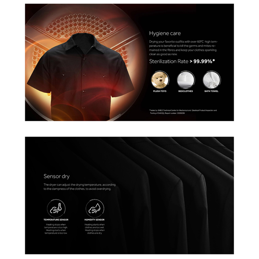 HAIER 7KG Vented Dryer HDV70E1 | Eliminate Bacteria | Sensor Dry | Knob control | Child Lock | Dryer with 2 Year Warranty