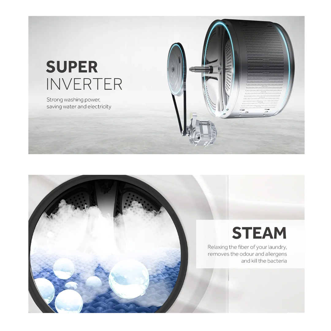 HAIER 8KG Front Load Super Inverter Washing Machine HW80-BP12929 | Super Drum XL | Super Inverter | Smart Dual Spray | Washing Machine with 2 Year Warranty