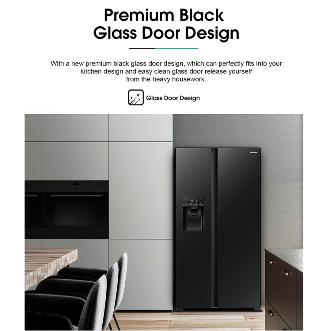 HISENSE 640L Side by Side Inverter Refrigerator  RS700N4AWBUI | Deodorizing Filter | Electronic Touch Control | Led Lighting | Refrigerator with 3 Years Warranty