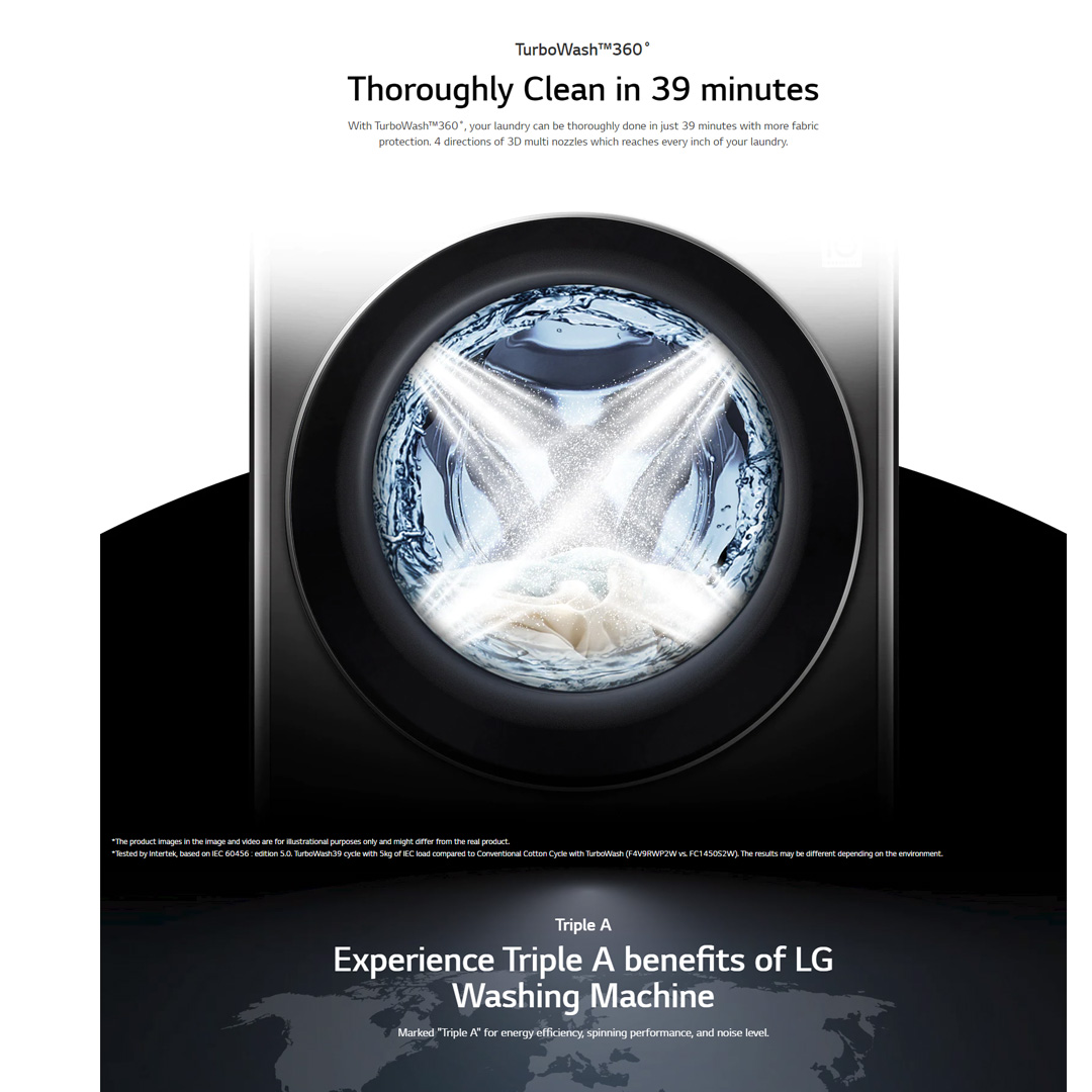 LG 11KG/7KG Front Load Washer Dryer with AI Direct Drive and Steam+ FV1411H3BA  | Turbowash 360° | Wi-Fi | Easy Care | Eco Hybrid | Tub Clean  | Speed Wash | Allergy Care | Turbo Dry | Washing Machine with 1 Year Warranty