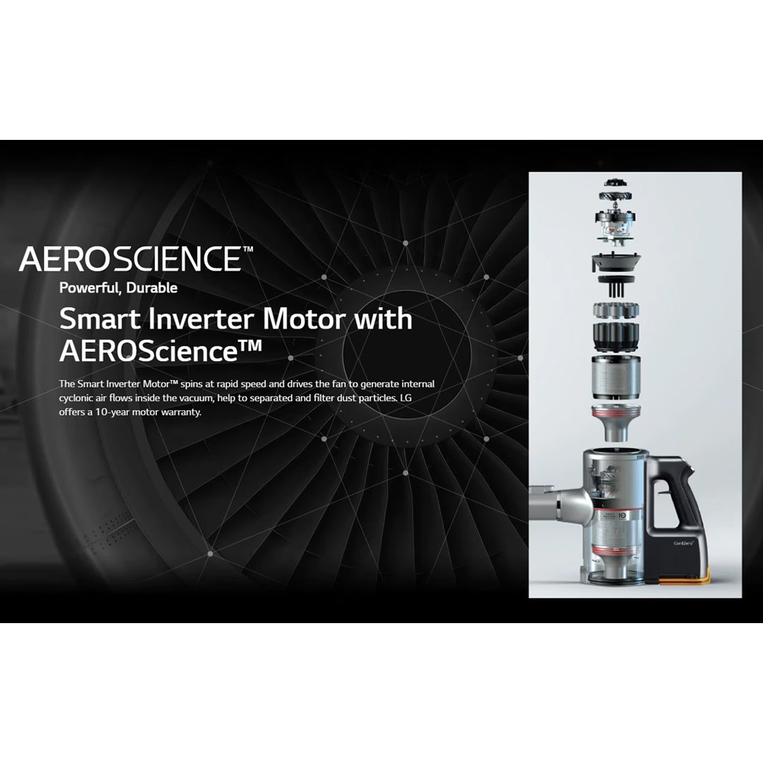 LG 480W CordZero Vacuum Cleaner Stick Vintage A9N-LITE | Powerful Suction | Thumb Touch Control | Adjustable height | Vacuum-Mop with 2 Year Warranty