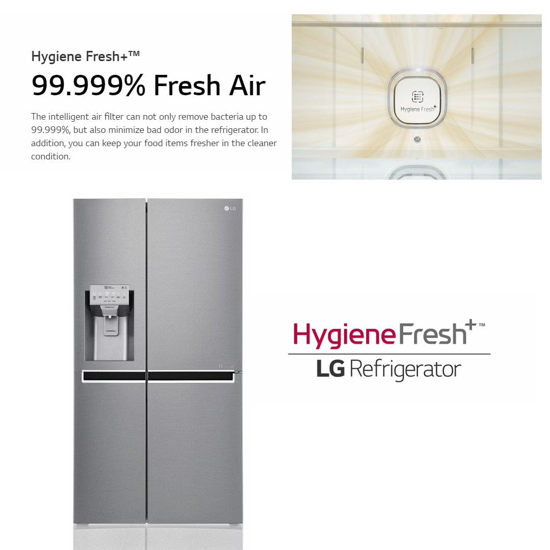 LG 674L Side by side with UVnano Water Dispenser Smart Inverter Refrigerator GC-L257CQEL | DoorCooling+ | Smart Diagnosis™ | ThinQ | Refrigerator with 1 Year Warranty