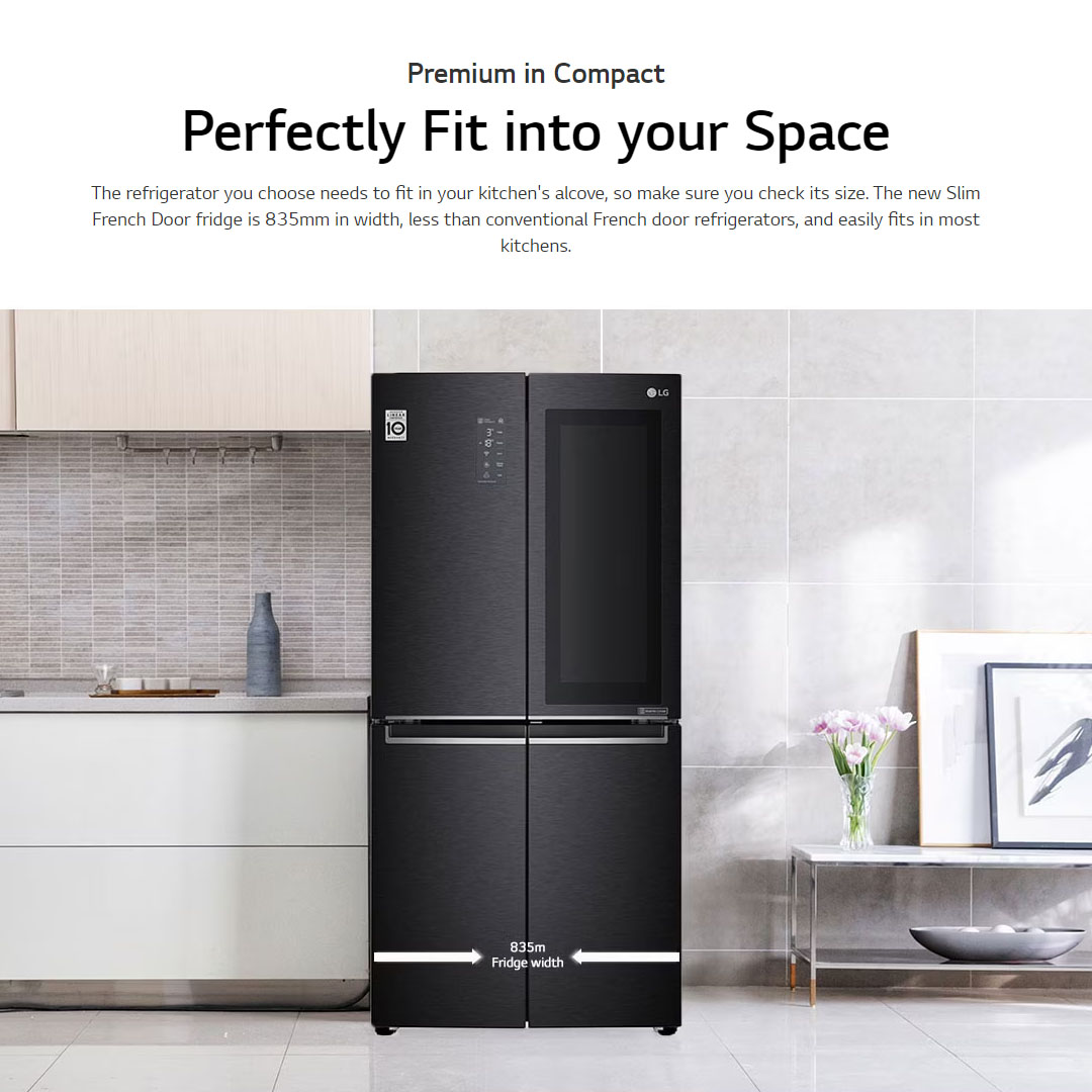 LG 595L Multi Doors with InstaView & Door-in-Door Smart Inverter Refrigerator GC-Q22FTQEB | Slim Fit | LINEAR Cooling™ | DoorCooling | Refrigerator with 1 Year Warranty