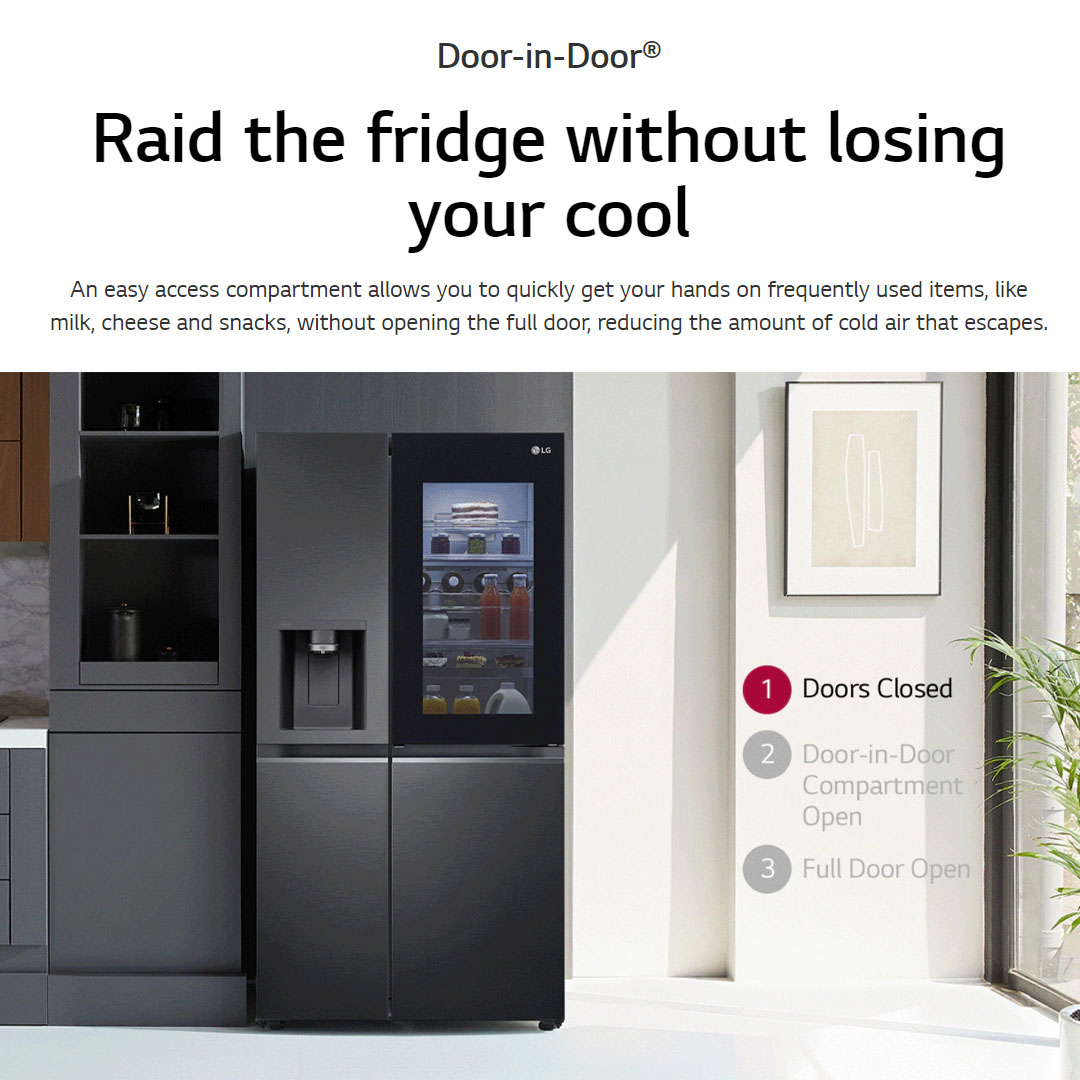 LG 674L Side by side with InstaView & Door-in-Door Smart Inverter Refrigerator GC-X257CSES | Hygiene Fresh+™ | DoorCooling+ | ThinQ | Refrigerator with 1 Year Warranty
