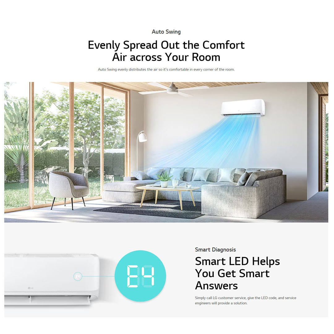 LG 2HP R32 Dual Inverter Wall Mount Air Conditioner S3UC18HZCAA / S3NC18HZCAA | Dual Sensing | Fast Cooling | Auto Swing | Air Conditioner with 2 Year Warranty