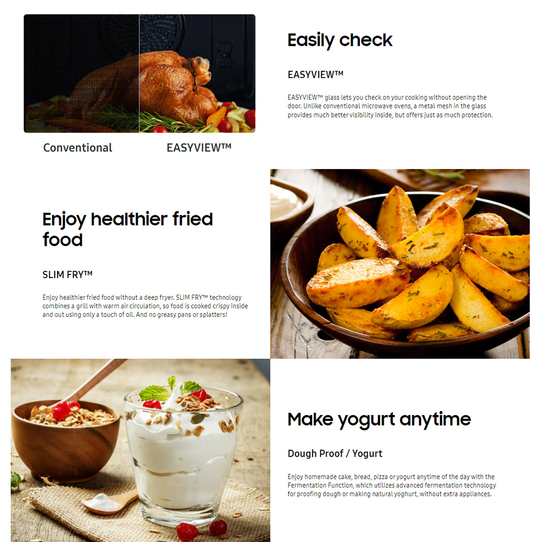 SAMSUNG 28L Convection Microwaves Oven with Slim Fry MC28M6035KW/SM | HOT BLAST™ | Ceramic Enamel Interior | Preheat | SLIM FRY™ | Eco Mode | Microwaves Oven with 1 Year Warranty